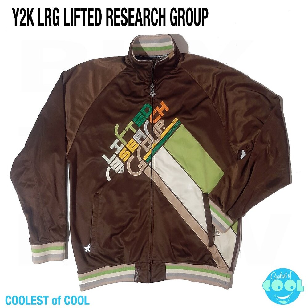 Y2K LRG Lifted Research Group Men Track Jacket Brown Size XL Roots Hip Hop 2000s